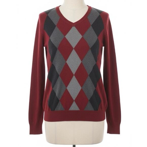 Apt. 9 Other - Apt. 9 XL Vintage Argyle Diamond V-Neck Sweater Red Gray XL
